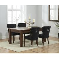 Normandy 150cm Dark Solid Oak Extending Dining Table with Knightsbridge Fabric Dark Oak Leg Chairs