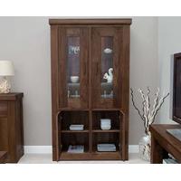 novara walnut and glass display cabinet