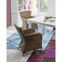 Nova Solo Wickerworks Rook Natural Grey Rattan Dining Chair with Cushion (Pair)
