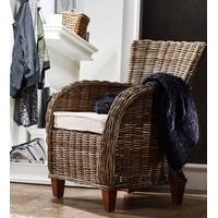 Nova Solo Wickerworks Baroness Natural Grey Rattan Chair with Cushion (Pair)