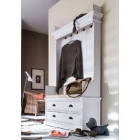 Nova Solo Halifax White Entryway Coat Rack and Bench with Cushion and 2 Drawer