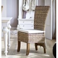 Nova Solo Wickerworks Salsa Natural Grey Rattan Dining Chair with Cushion (Pair)