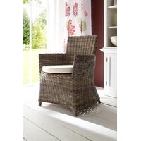 Nova Solo Wickerworks Bishop Natural Grey Rattan Dining Chair with cushion (Pair)