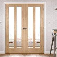 Novara Oak French Door Pair with Clear Safety Glass