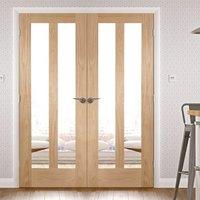 novara oak french door pair with clear safety glass