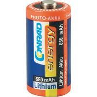 Non-standard battery (rechargeable) CR123A Lithium Conrad energy CR123 3 V 650 mAh
