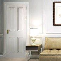 nostalgia white primed 4 panel door with mouldings