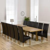 Normandy Solid Oak 220-310cm Dining Table with 12 Venice Chairs