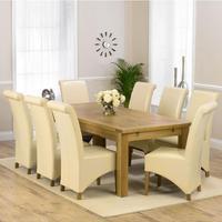 normandy solid oak 220 310cm dining table with 8 valencia chairs