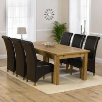 Normandy Solid Oak 220-310cm Dining Table with 6 Valencia Chairs