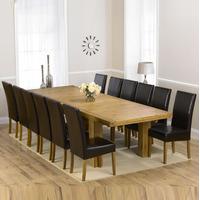 Normandy Solid Oak 220-310cm Dining Table with 12 Normandy Chairs