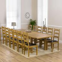 Normandy Solid Oak 220-310cm Dining Table with 12 Toronto Chairs