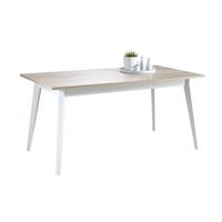 Nova Wooden Dining Table In Brushed Oak And Pearl White