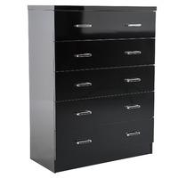 Novello Black Gloss 5 Drawer Chest