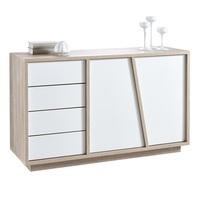 Nova Sideboard In Brushed Oak And White Pearl With 2 Doors