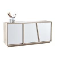 Nova Sideboard In Brushed Oak And White Pearl With 3 Doors