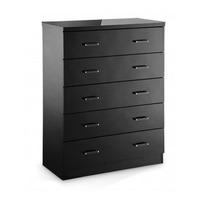 nova black high gloss finish 5 drawer chest