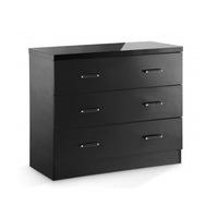 nova black high gloss finish 3 drawer chest