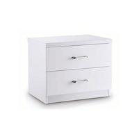 Nova White High Gloss Finish 2 Drawer Bedside Cabinet