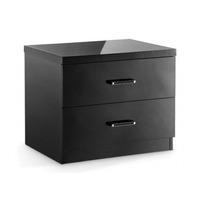 Nova Black High Gloss Finish 2 Drawer Bedside Cabinet