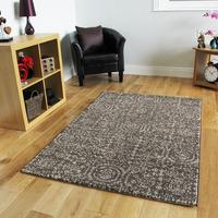 Non Shed Thick Brown Contemporary Circle Design Rugs - Stella 120cmx170cm (4\' x 5\'6\