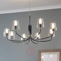 Noventa  8-bulb LED chandelier with glass shades