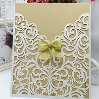 Non-personalized Wrap Pocket Wedding Invitations Invitation Cards-10 Piece/Set Butterly Style Pearl Paper Ribbons