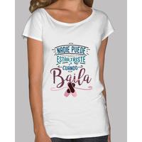 no one can be sad when he dances. wide neck shirt for her - color
