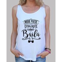 no one can be sad when he dances. wide straps shirt for her - white