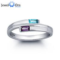 Noble Fashion Zircon 925 Sterling Silver Double Stone Ring For WomanLady