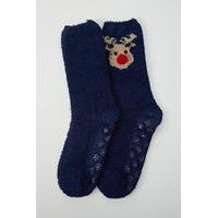 Non-Slip Navy Fluffy Socks