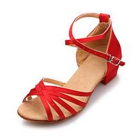 Non Customizable Women\'s Dance Shoes Leatherette Leatherette Latin Sandals Low Heel Professional Black / Red / Gold / Other