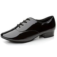 non customizable mens dance shoes salsa leatherette chunky heel blackw ...