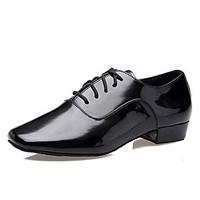 non customizable mens dance shoes latin patent leather low heel black