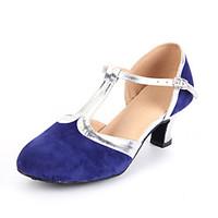 Non Customizable Women\'s Dance Shoes Modern Suede Cuban Heel Black/Blue/Brown