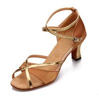 Non Customizable Women\'s Dance Shoes Satin / Leatherette Satin / Leatherette Latin / Ballroom Sandals Cuban HeelPractice / Beginner /