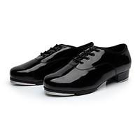 non customizable mens tap patent leather split sole lace up low heel b ...