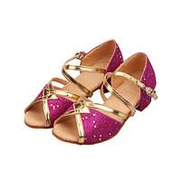 Non Customizable Women\'s/Kids\' Dance Shoes Latin/Ballroom Sparkling Glitter Low Heel Blue/Red/Silver/Gold/Fuchsia/Other