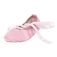 Non Customizable Kids\' Ballet Silk Flats Indoor Rhinestones Flat Heel Blushing Pink Ruby Camel
