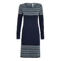 Nordic Patterned Knitted Dress Dark Navy