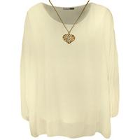Nora Baggy Batwing Sleeve Necklace Top - Cream