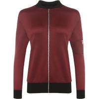 Nola Contrast Zip Detail Bomber Jacket - Wine