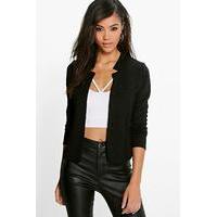 Notch Neck Waffle Blazer - black