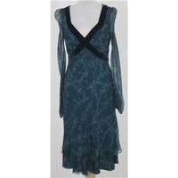 Nougat Size S marine-blue sprigged short evening dress
