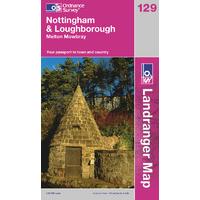 Nottingham & Loughborough - OS Landranger Active Map Sheet Number 129