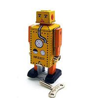Novelty Toy Wind-up Toy Novelty Toy Square Warrior Robot Metal Yellow Khaki For Kids