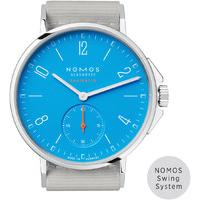 nomos glashutte watch ahoi neomatik signalblau