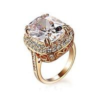 Noble and Elegant 18K Rose Gold Plated Royal Oval Cubic Zirconia Jewelry Ring
