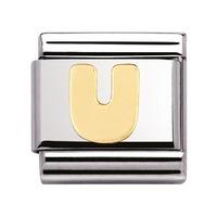 nomination 18ct gold initial u charm reference 03010121