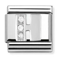 nomination cz and sterling silver initial h charm 33030108